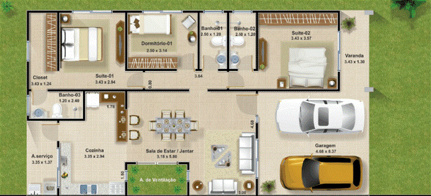 casa com 2 garagens projeto