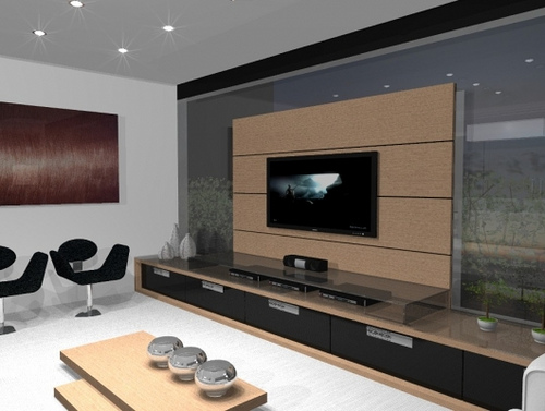 Rack com painel para sala de TV Sala De Tv Grande E Moderna ~ Rack com painel para sala de TV