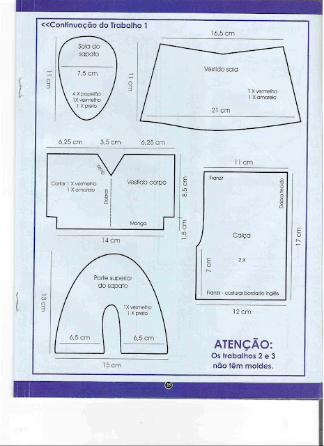 Roupa de boneca com molde para impressão