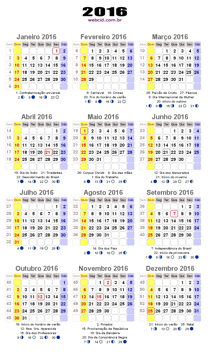 Confira calendário 2016 com fases da lua(Foto: webcid.com.br)      