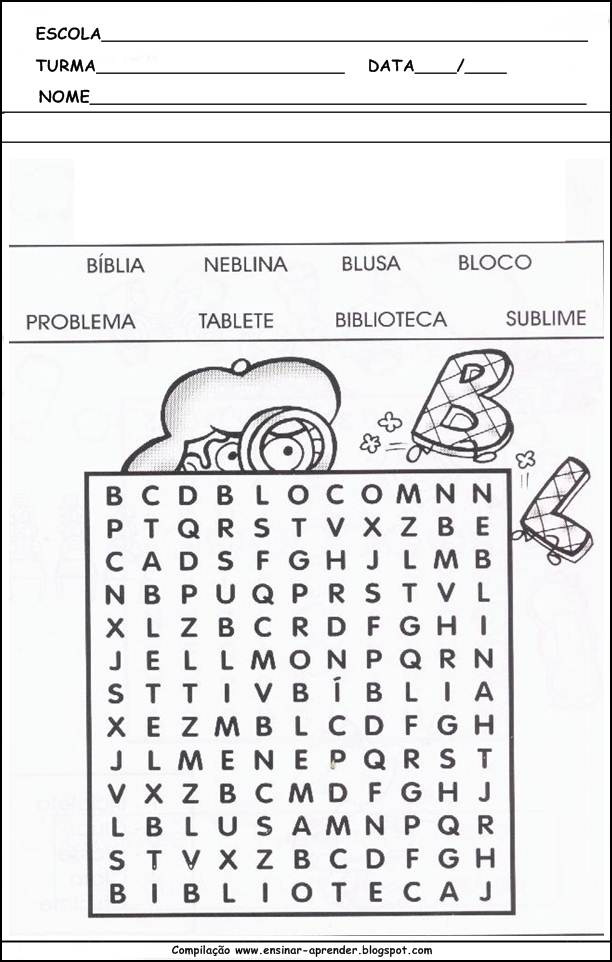Dicas de Atividades Educativas Caça Palavras para Imprimir