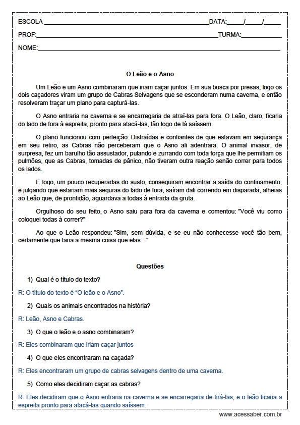 Atividades de Português 4° Ano