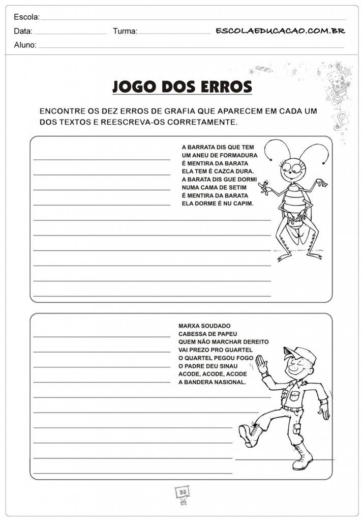 Dicas de Atividades de Português 5º ano Ortografia
