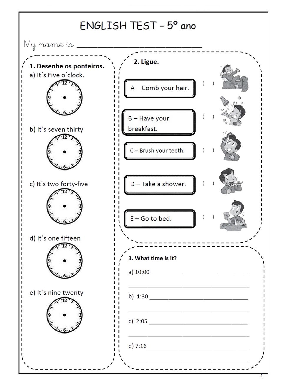 Dicas de Exercícios de Inglês para Imprimir para Ensino Fundamental