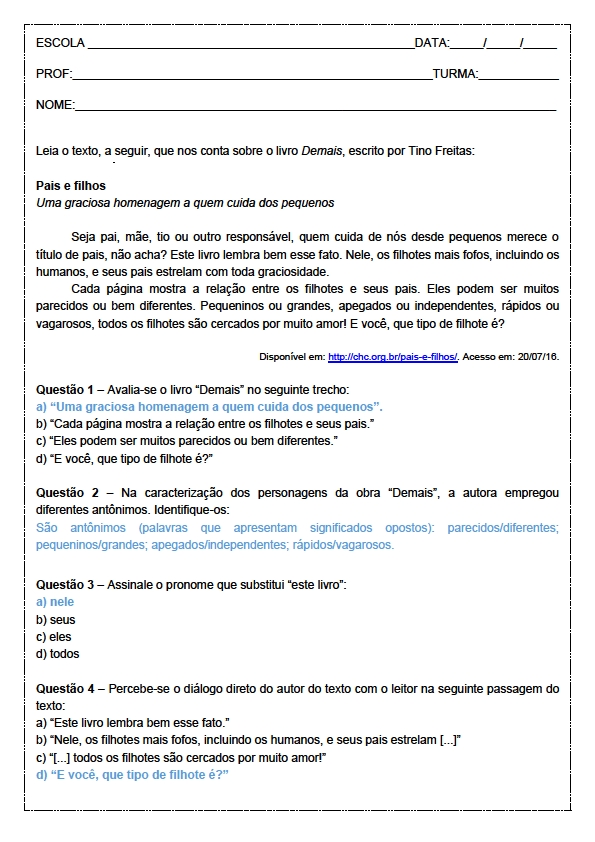 Dicas de Exercícios de Sinônimos e Antônimos com Gabarito