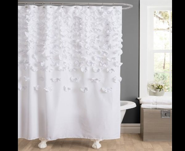 cortina de tecido com apliques