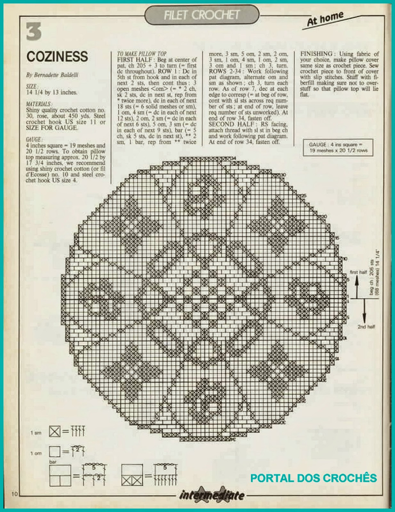 almofada de croche grafico