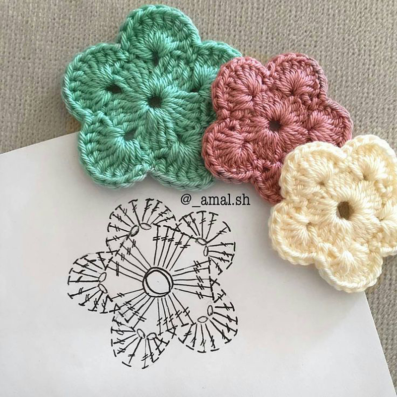 flor de croche colorida