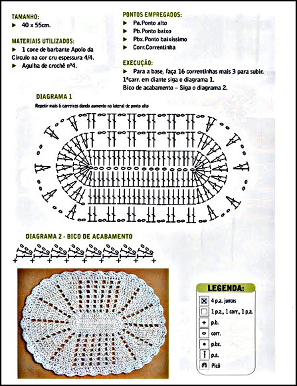 tapete croche oval com grafico