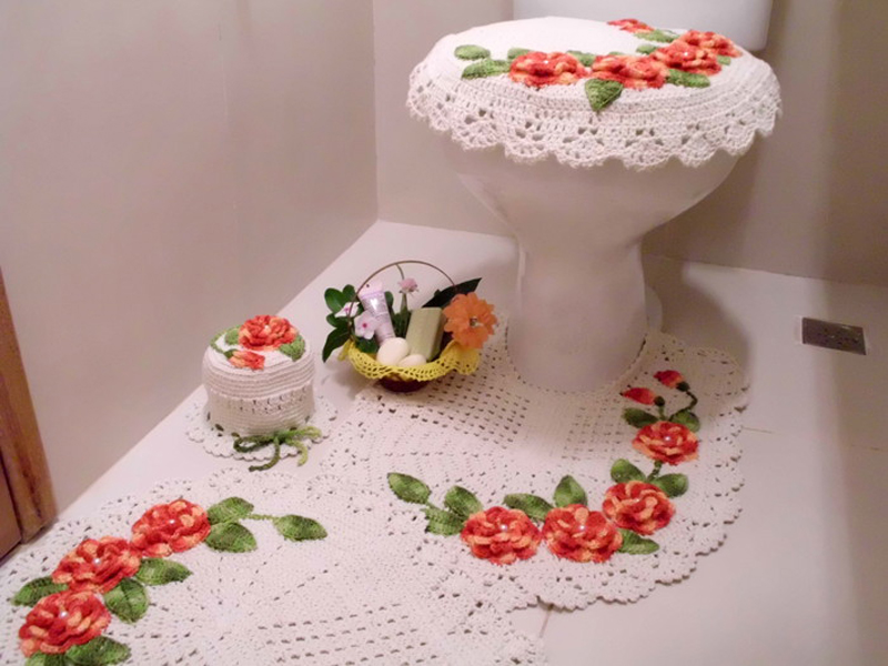 flor de croche para banheiro