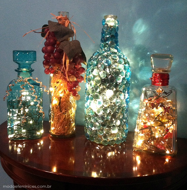 garrafas natalinas iluminadas