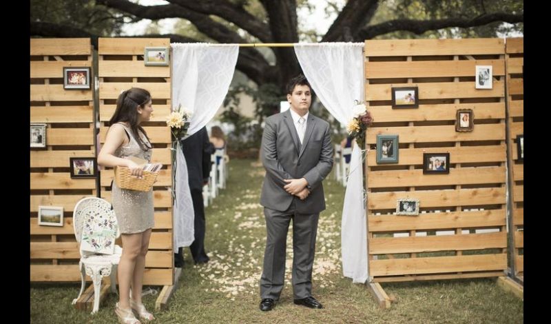 painel de pallet casamento