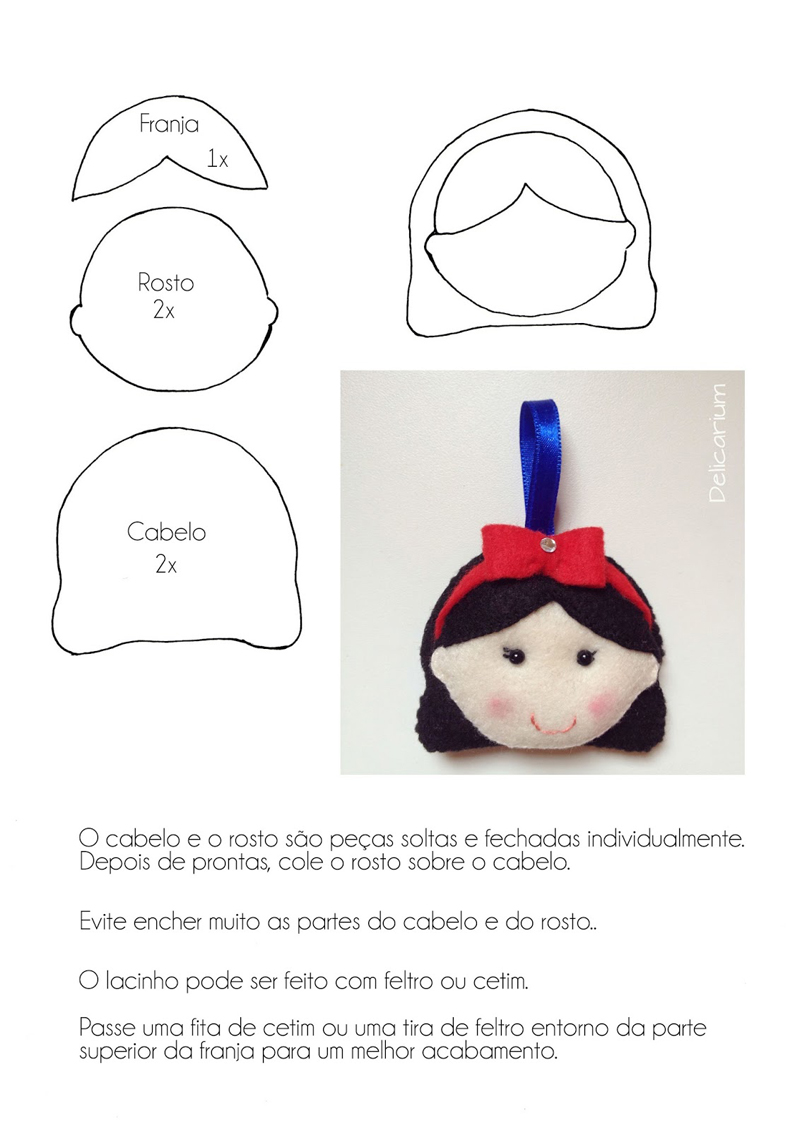 chaveiro de feltro branca de neve