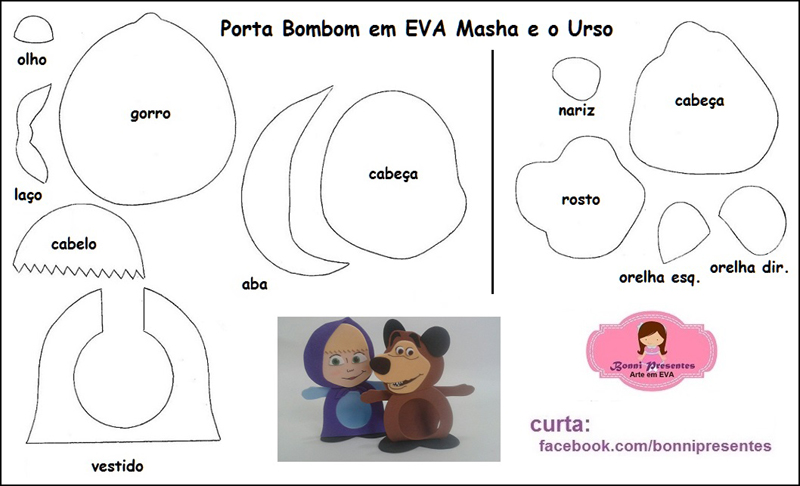 porta bombom em EVA ursa 