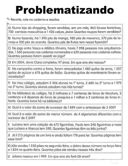 atividades de matemática 4 ano com resposta