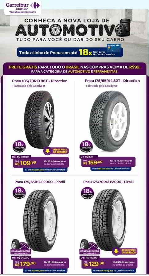 Confira pneus em promoção e aproveite as ofertas imperdíveis do Carrefour (foto: Divulgação)