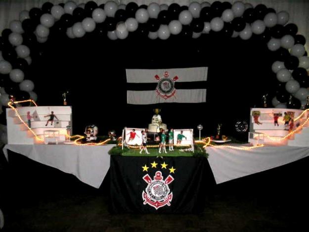 Decoração de festa infantil do Corinthians