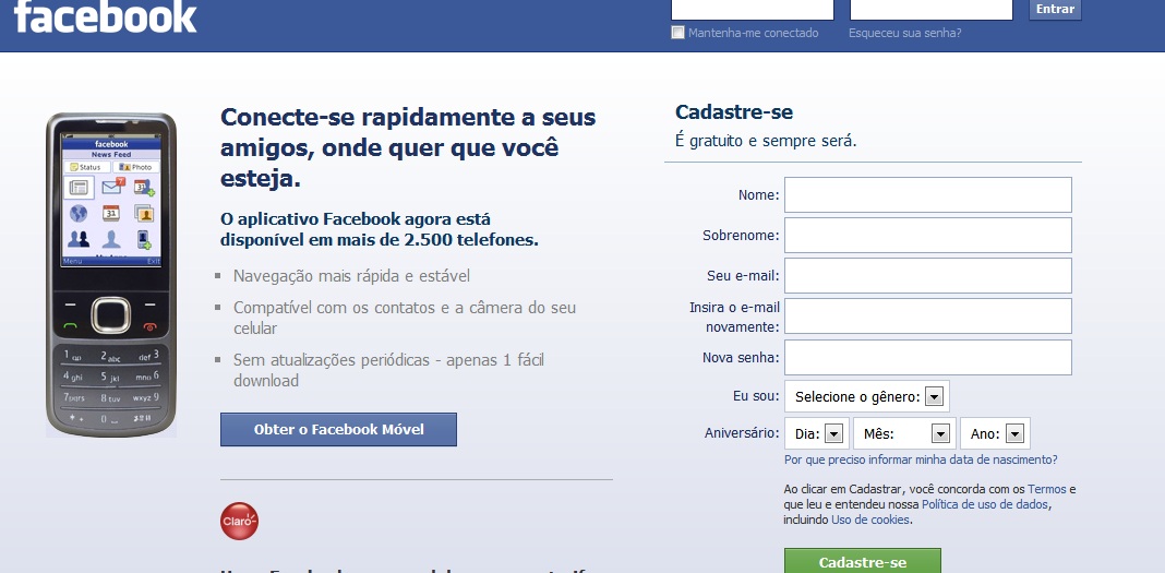 Fazer Facebook agora