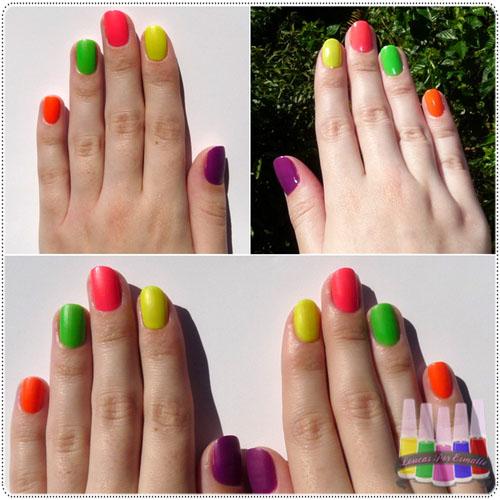 Unhas neon vêm com tudo no verão. (Foto: loucasporesmalte.com.br).