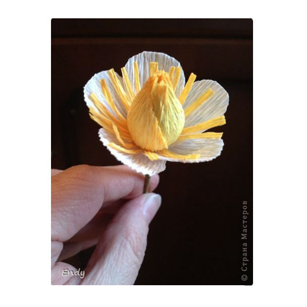 Flor de papel crepom com chocolates