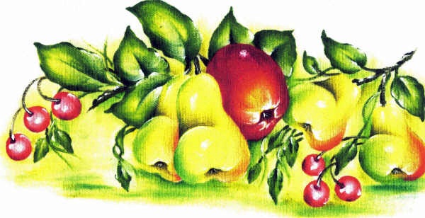 pintura de tecido com maçãs