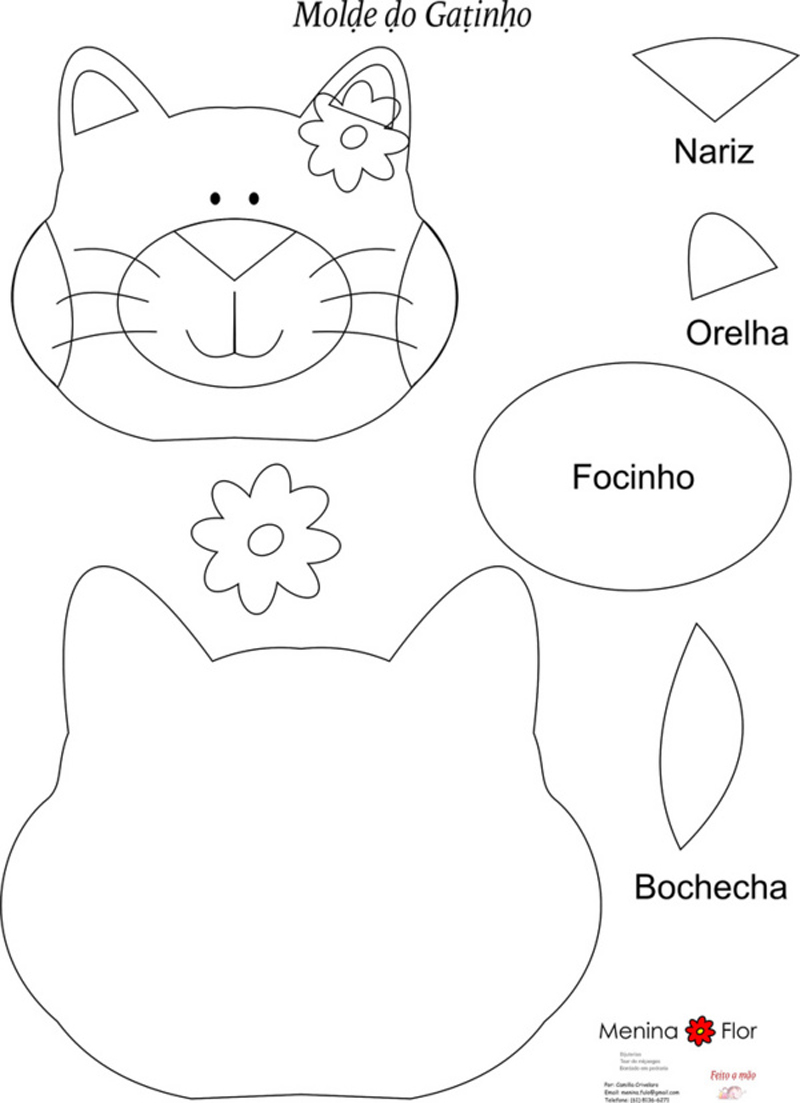 bichinhos de EVA fazendinha molde gato