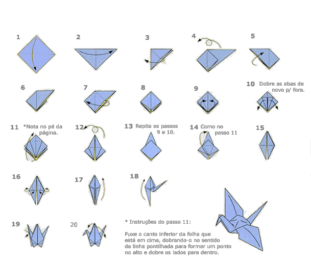 Origami Tsuru como fazer passo a passo, significado, lenda